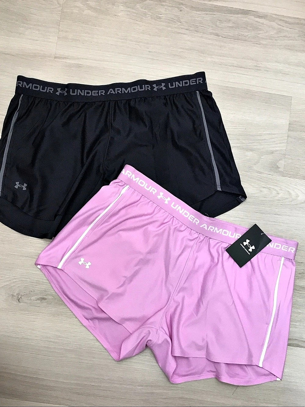 2 Under Armour Play Up Shorts Two-Pair Set Pink & Black Large